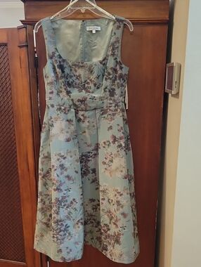 Kay Unger | Jacquard Floral Cocktail Midi Dress with Pockets - Size 8 - NWT